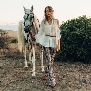 Boho bell bottom printed pants